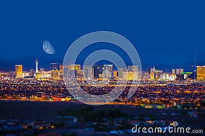 Las Vegas Strip and Moon