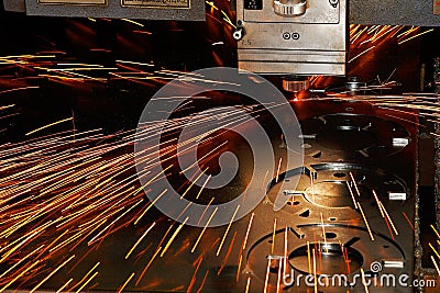 Laser cutting close-up from machinery industry