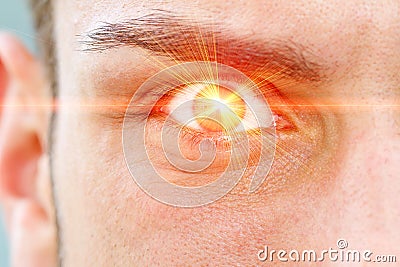 Laser ray on eye