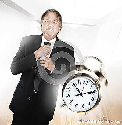 Late man with alarm clock