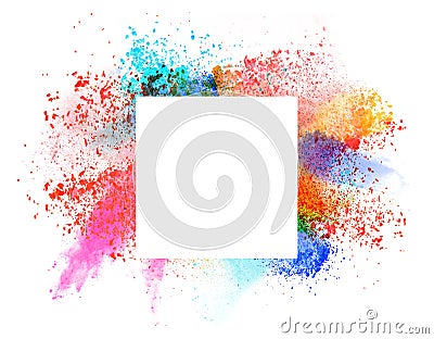 Launched colorful powder over white