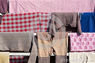 Laundry at a drying rack