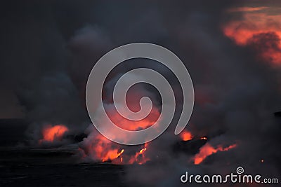 Lava flowing into the ocean