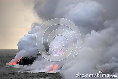 Lava flowing into the ocean