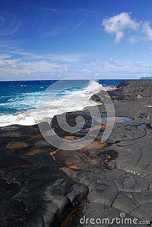 Lava rock and ocean in Hawaii