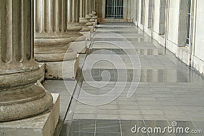 Law and Order Pillars Outside Court