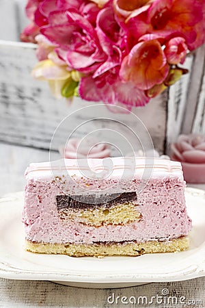 Layer cake with pink icing