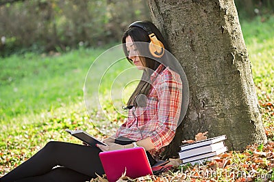 Learning in park - studying