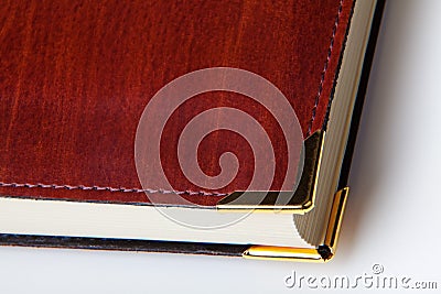 Leather cover book with metal corner