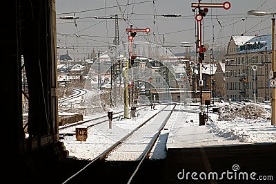 Leipzig, Germany Train Station In Snow