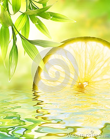 Lemon reflected in water