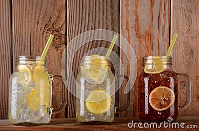 Lemonade and Fruit Juice Glasses on Shelf