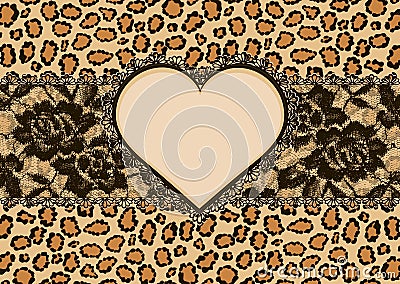 Leopard background and heart frame