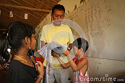 Lesson in a school for refugee children