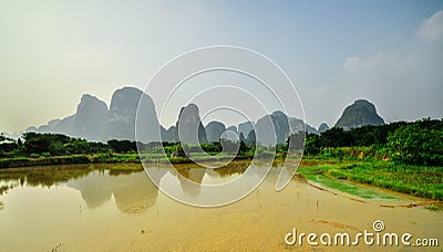 Li river mountain landscape in Yangshuo Guilin