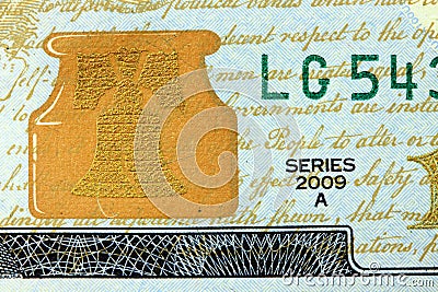 Liberty Bell US Currency One Hundred Dollar Bill