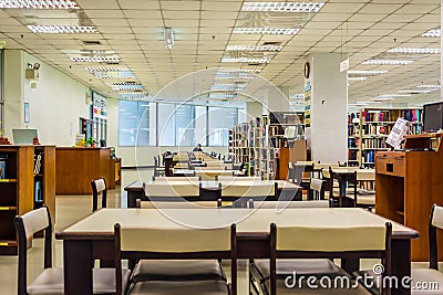 Library interior of Chulalongkorn University, the oldest univers