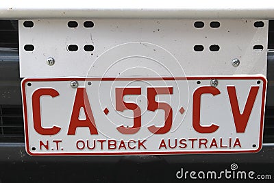 License plate of Northern Territory,Outback AUS