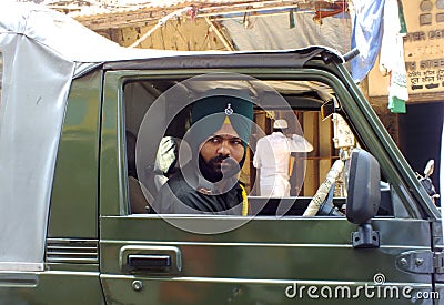 Life in India: Sikh man in military vehicle