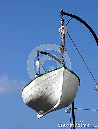 lifeboat emergency rescue hanging ship raft davits escape deck wood over