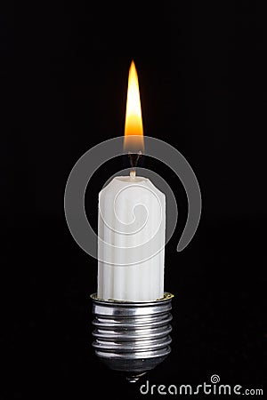 Light bulb fitting with no glass and candle