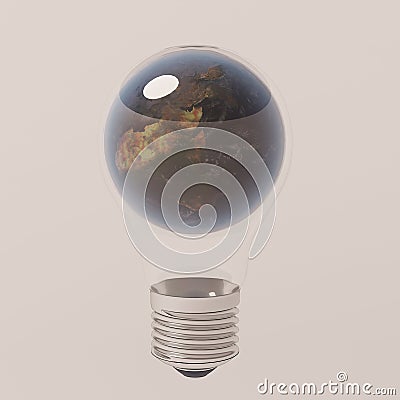 Light bulb, isolated, eath inside
