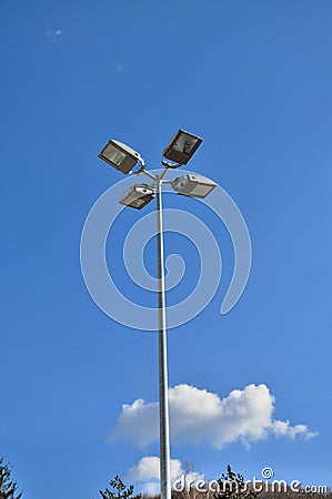 Light pole with blue sky background