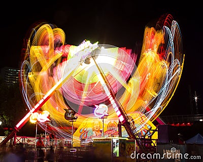 Light trail blur of amusement park