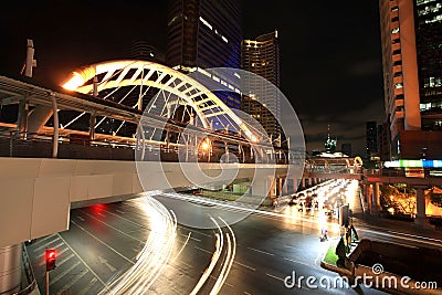 Light trails at Sathorn-Narathiwas junction