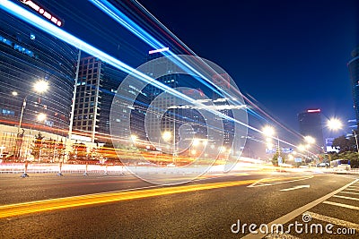 Light trails on the street in beijing