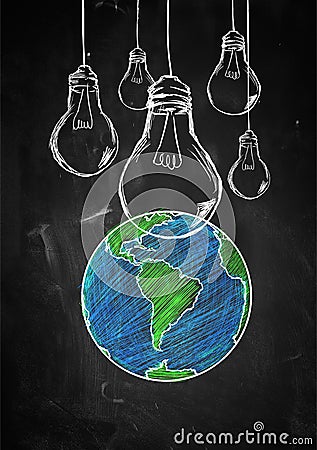 Light up the world sketch blackboard