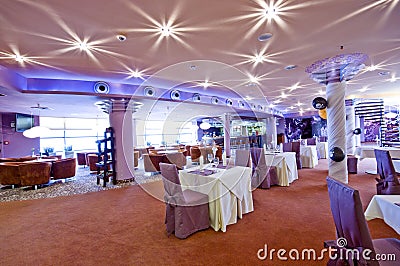 Lighted restaurant interior