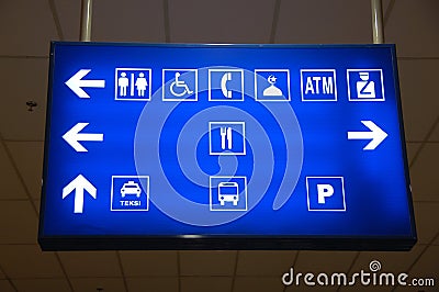 Lighted sign board in airport