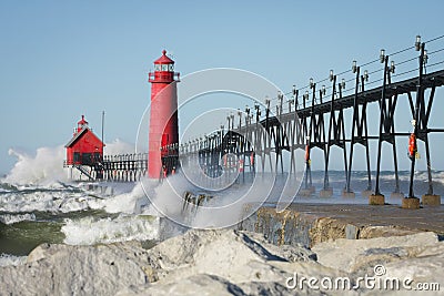 Lighthouse Crashing Waves