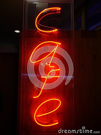 Lighting letters sign cafe