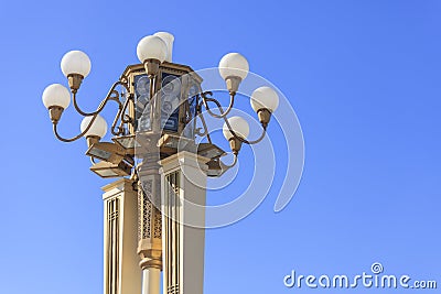 Lighting pole with blue sky