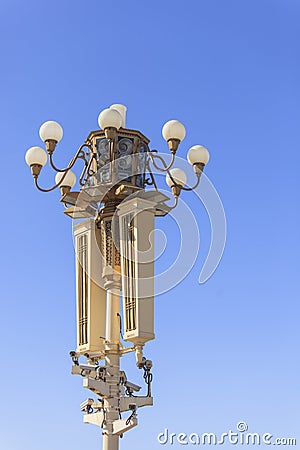 Lighting pole with blue sky
