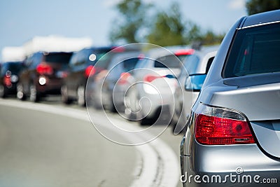 Line of cars on holiday