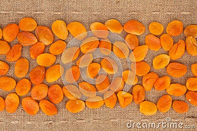 Line,dried apricots and burlap