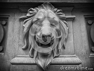 Lion head bass-relief