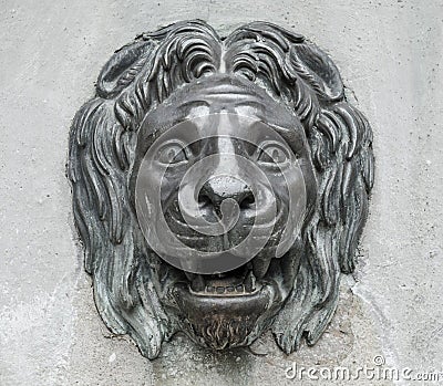 Lion head sculpture