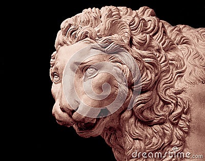 Lion head sculpture isolated