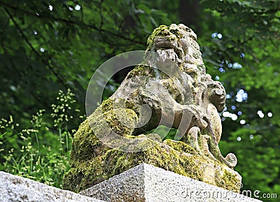 Lion Sculpture in the garden of castle Konopiste