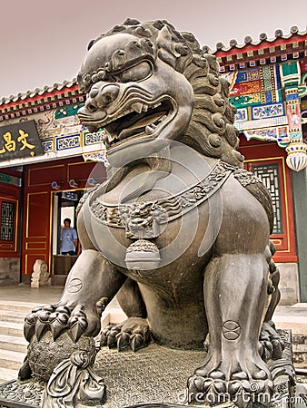 Lion statue inside the Summer Palace in Beijing