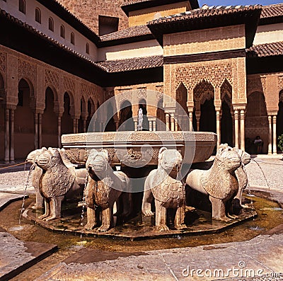 Lions Fountain, Alhambra Palace, Spain.