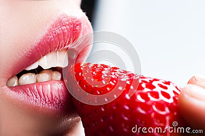 Lips and strawberry