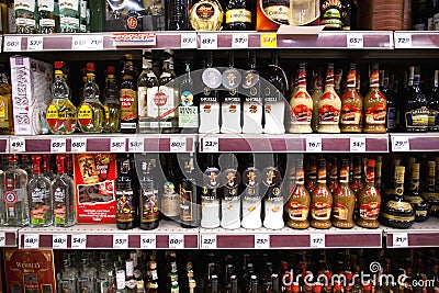 Liquor shelf in store