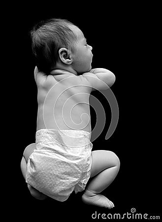 Little Baby Sleeping with Diaper on Black