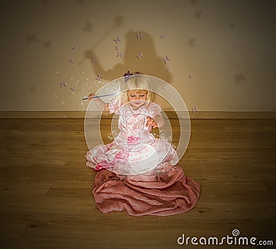 Little blonde girl and the magic spell