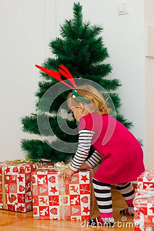 Little Girl with a Christmas Gift